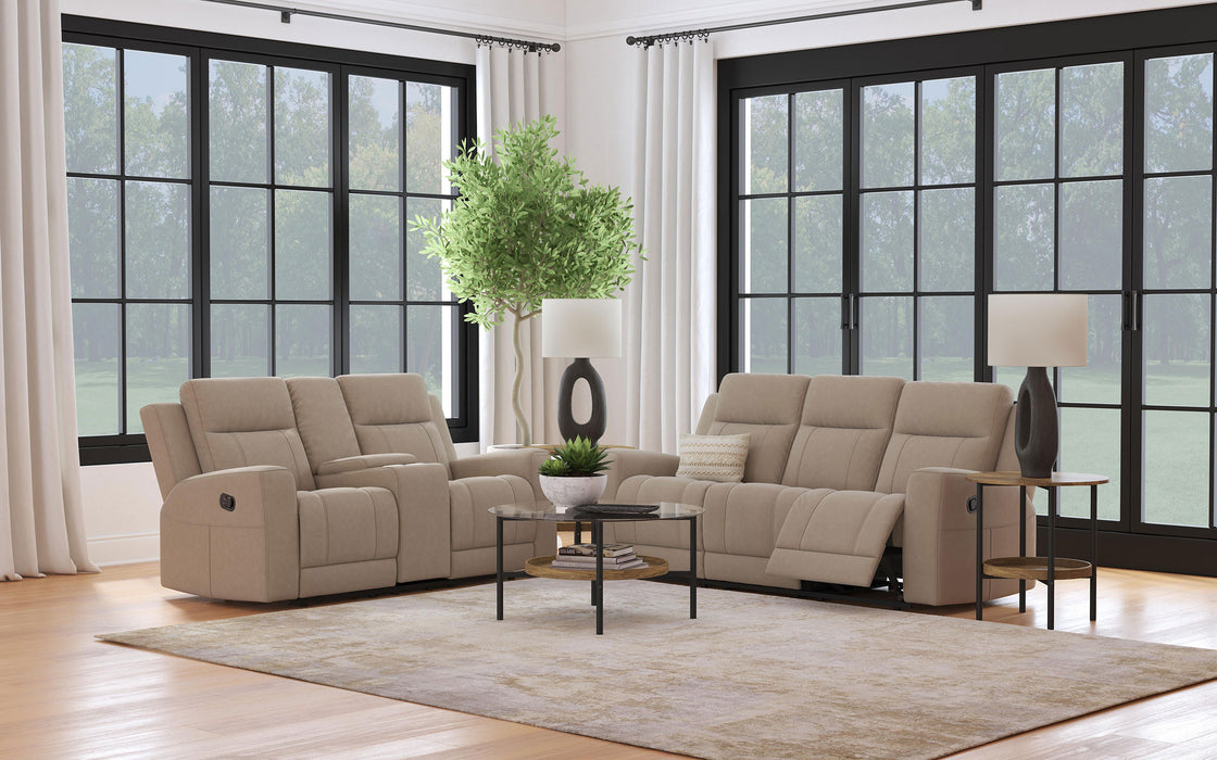 Brentwood taupe 2-piece upholstered reclining sofa set by CoasterEveryday