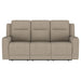 Brentwood taupe upholstered reclining sofa set by CoasterEveryday, two-piece furniture ensemble