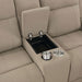 CoasterEveryday Brentwood 2-piece upholstered reclining sofa set in taupe, showing sofa and matching reclining loveseat