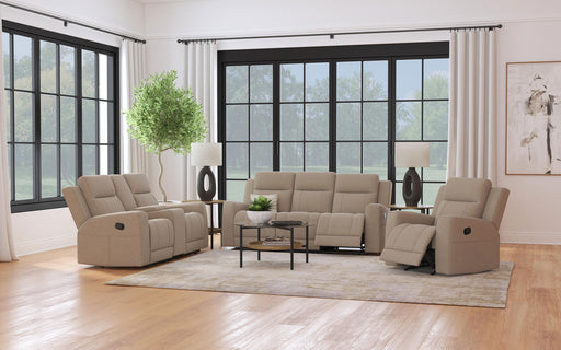 Brentwood 3-piece taupe upholstered reclining sofa set by CoasterEveryday