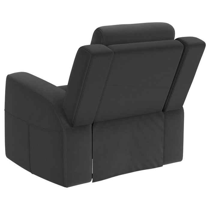 CoasterEveryday Brentwood 3-piece upholstered reclining sofa set in charcoal gray fabric