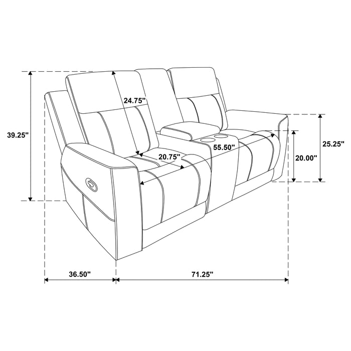 Brentwood upholstered reclining loveseat in dark charcoal by CoasterEveryday