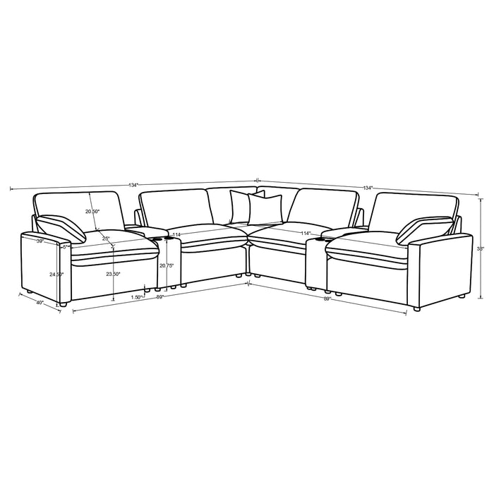 Collins 7-piece Modular Power Reclining Sectional Chocolate Brown