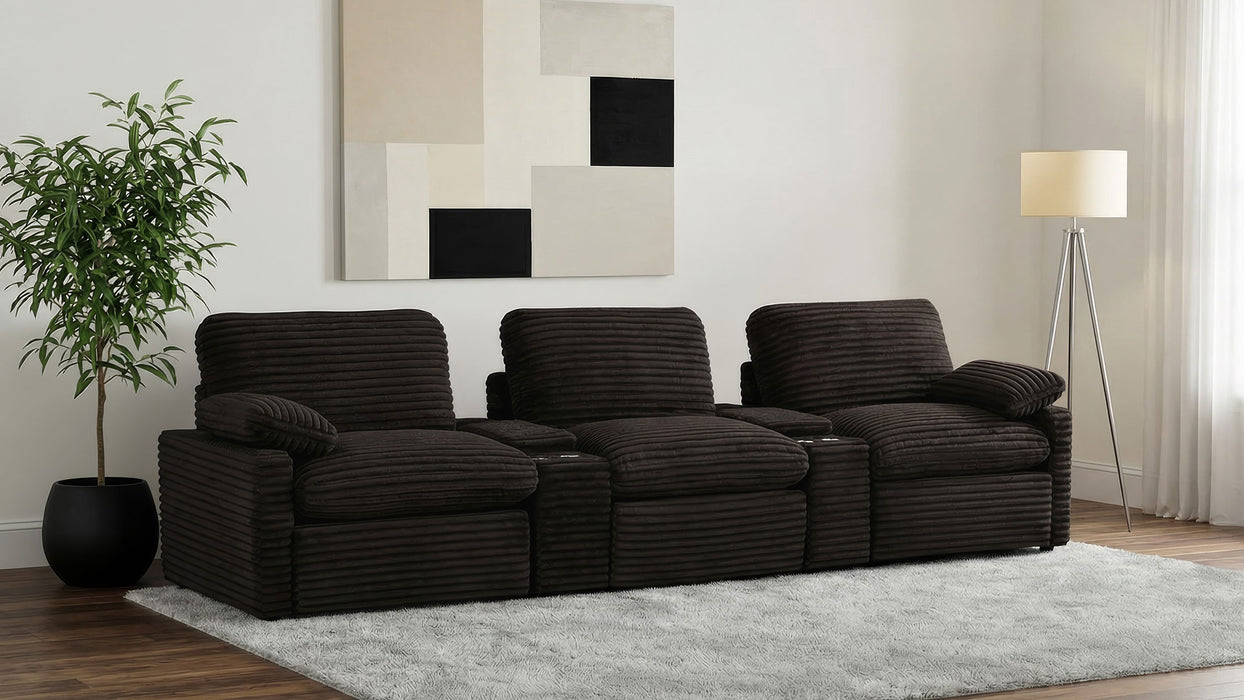 Collins 5-Piece Power Reclining Home Theater Seating Chocolate Brown