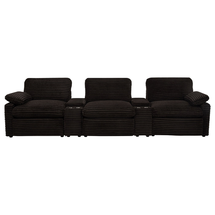 Collins 5-Piece Power Reclining Home Theater Seating Chocolate Brown