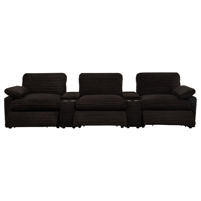 Collins 5-Piece Power Reclining Home Theater Seating Chocolate Brown