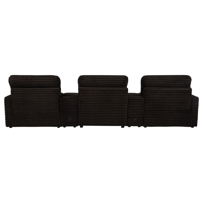 Collins 5-Piece Power Reclining Home Theater Seating Chocolate Brown