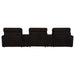 CoasterEveryday Collins 5-piece power reclining home theater seating set in rich chocolate brown leather with plush cushions.