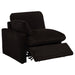 Chocolate brown Collins 5-piece power reclining home theater seating by CoasterEveryday with plush cushions and sleek design.