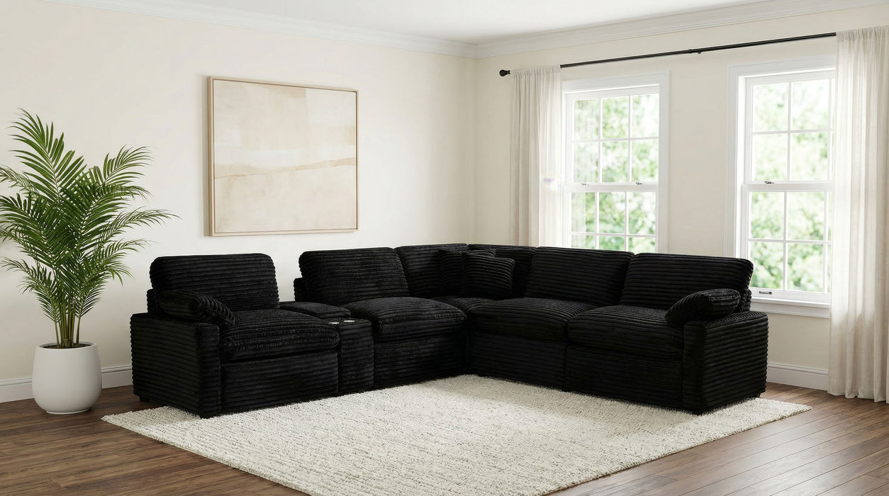 Collins Upholstered Modular Storage Console Black