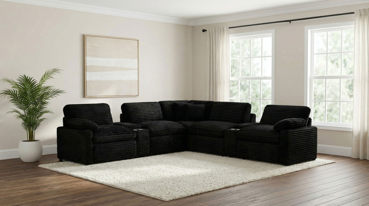 Collins Upholstered Modular Storage Console Black
