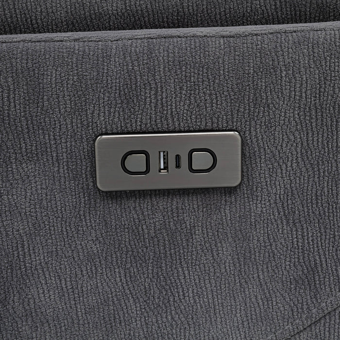 Adler Upholstered Power Swivel Glider Recliner Charcoal Grey