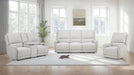 CoasterEveryday Sylmar 3-piece chenille power reclining sofa set in dove grey velvety upholstery