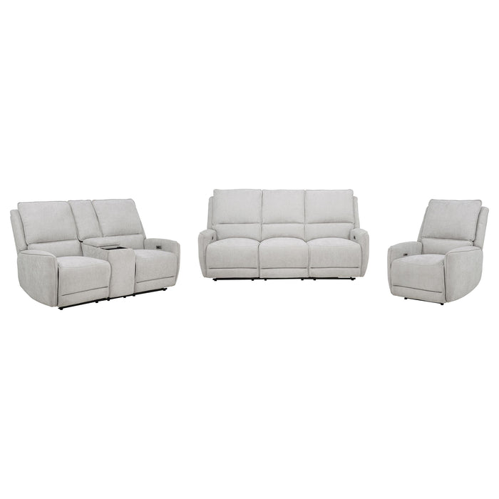 Sylmar 3-piece chenille power reclining sofa set in dove grey by CoasterEveryday