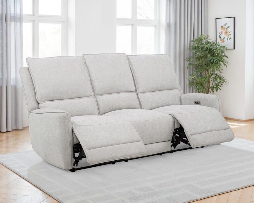 Sylmar Chenille Upholstered Power Reclining Sofa in dove grey by CoasterEveryday