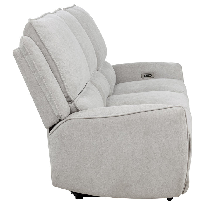 Sylmar Chenille upholstered power reclining sofa in dove grey by CoasterEveryday