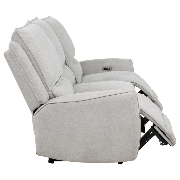 Sylmar CoasterEveryday chenille upholstered power reclining sofa in dove grey