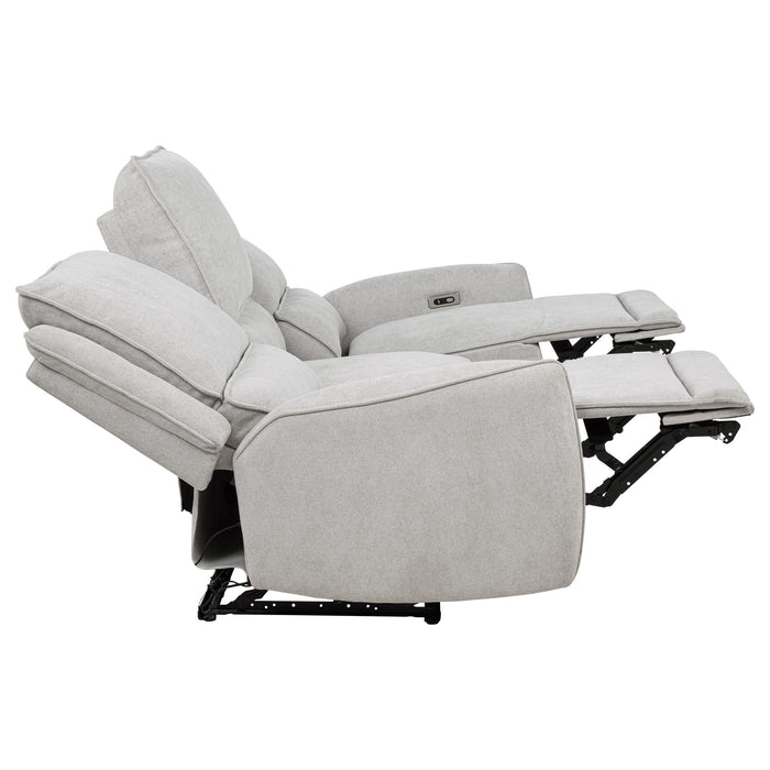 Sylmar Chenille upholstered power reclining sofa in dove grey by CoasterEveryday