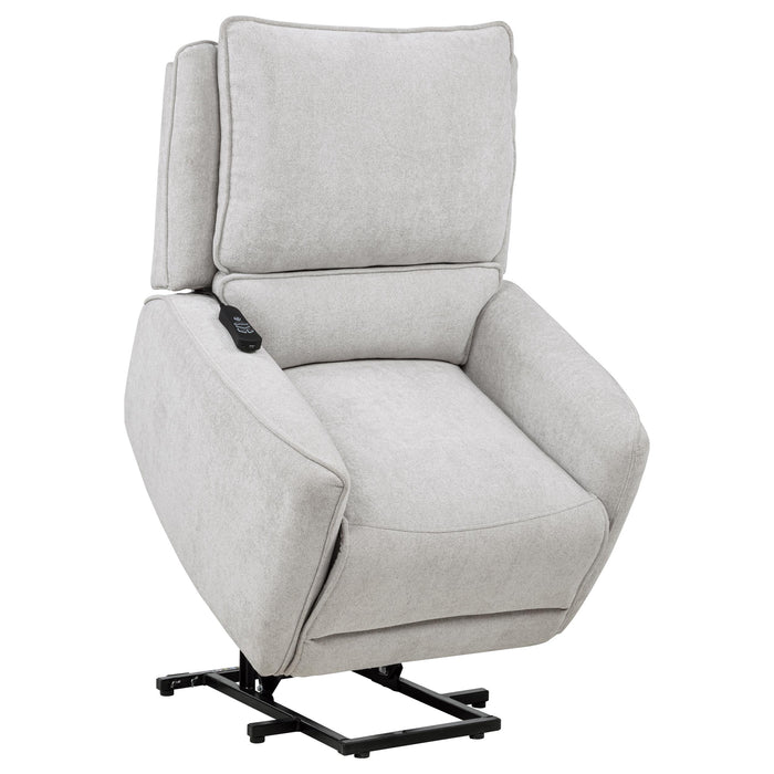 Sylmar Chenille Upholstered Dual Power Lift Recliner Dove Grey