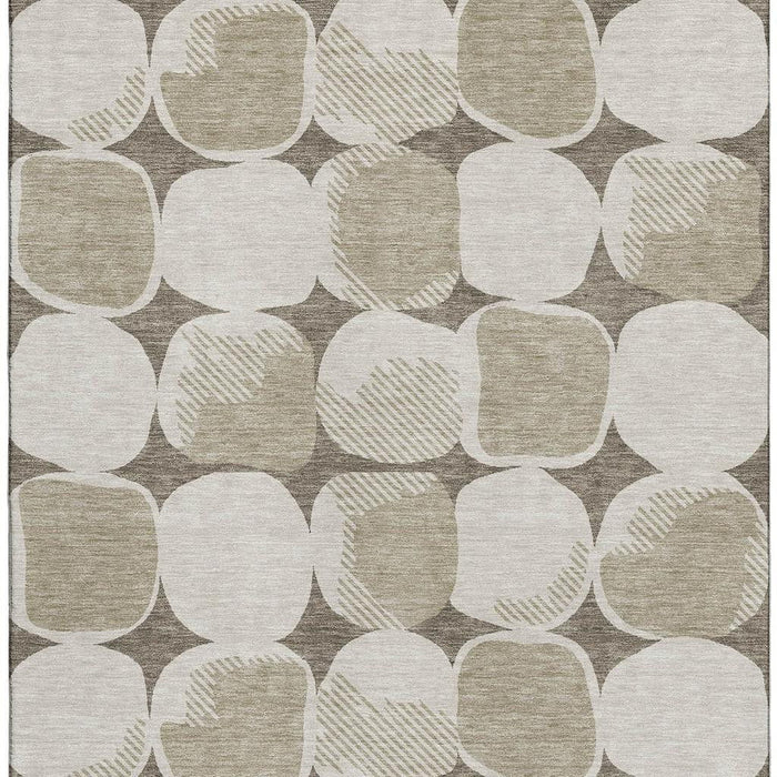 10' X 14' Abstract Geometric Washable Area Rug With UV Protection (669240) - Taupe / Beige
