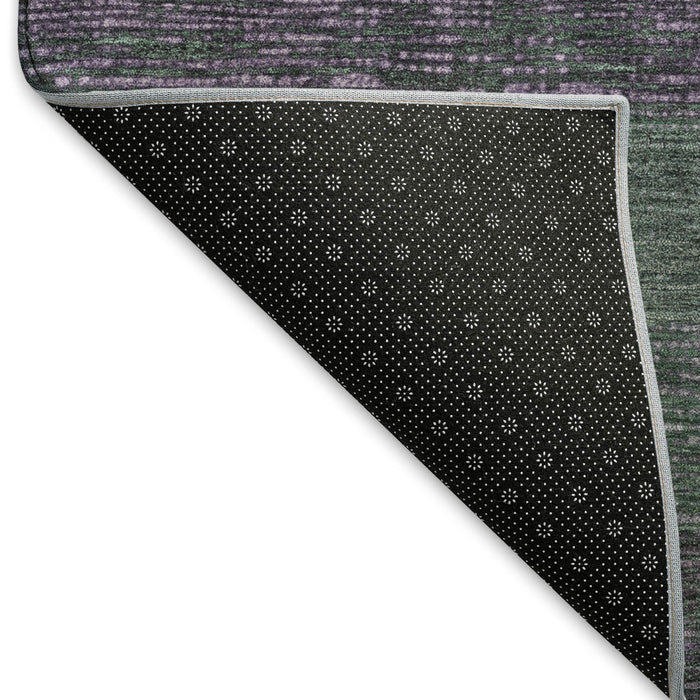 10' X 14' Striped Washable Area Rug With UV Protection (694490) - Purple / Olive Green