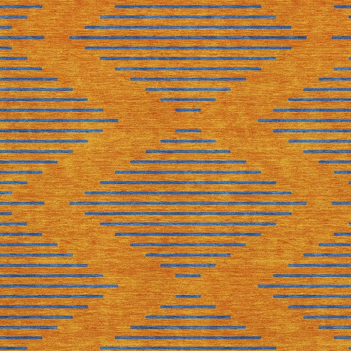 10' X 14' Geometric Washable Area Rug With UV Protection (679840) - Orange / Navy Blue