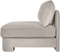Meridian Furniture Hammond velvet performance fabric armless upholstered stationary chair with modern design and plush seating.