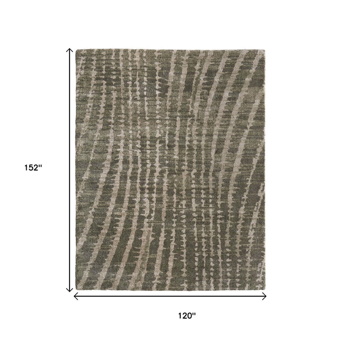10' X 13' Abstract Area Rug - Green And Tan