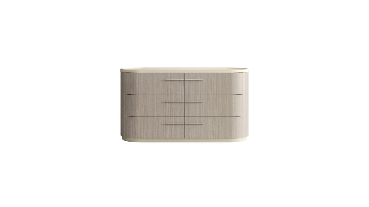 60" Wood Six Drawer Double Dresser - Beige