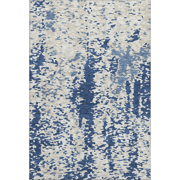 10' X 14' Abstract Washable Area Rug With UV Protection (675132) - Navy Blue / Ivory