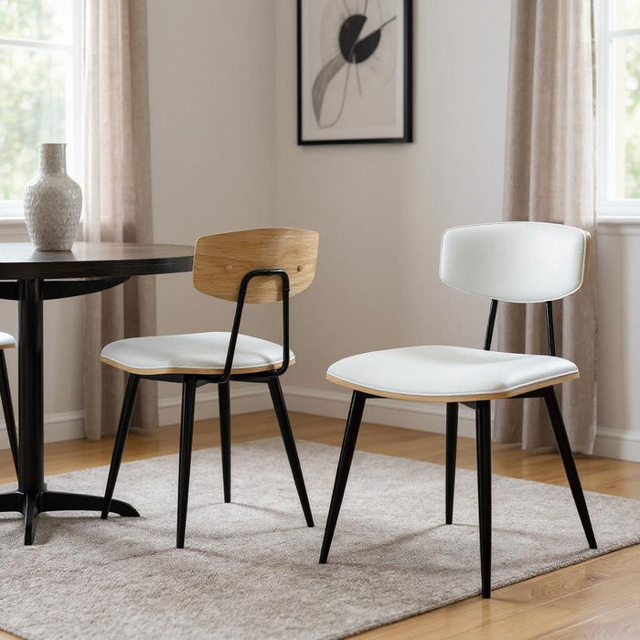 Solid Wood Dining Parsons Chairs (Set of 2) - White / Black