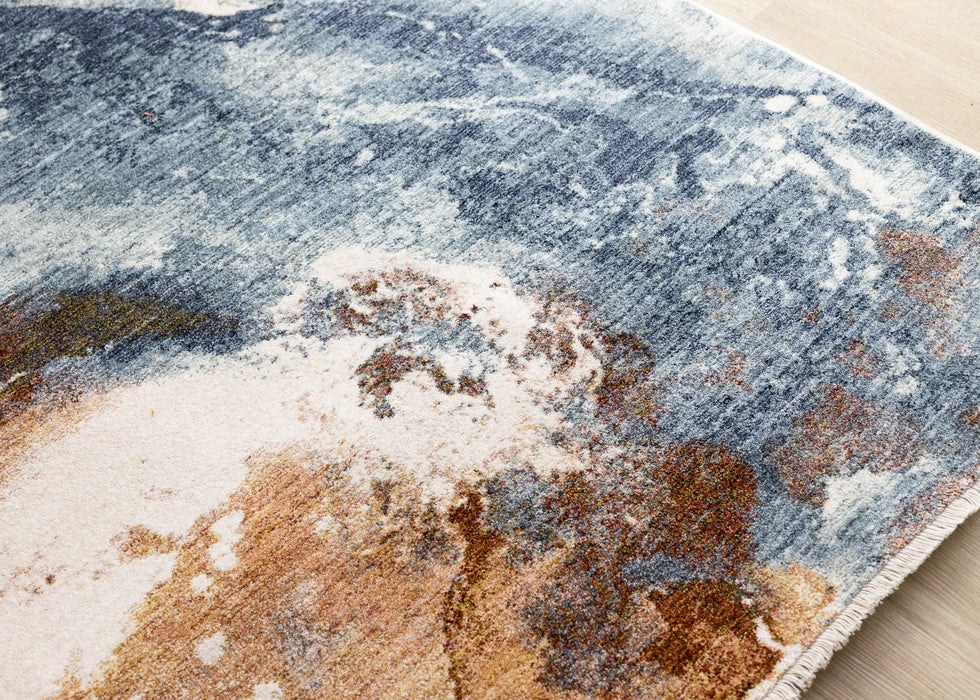 8' X 10' Abstract Area Rug (660324) - Cream / Copper / Blue
