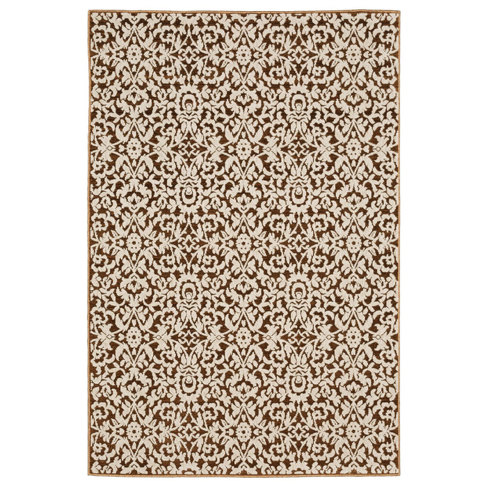 8' X 11' Oriental Area Rug - Rust And Beige
