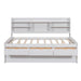 Giga Captain Bed with built-in bookshelves, three storage drawers, and a trundle for extra sleeping space, made of wood.