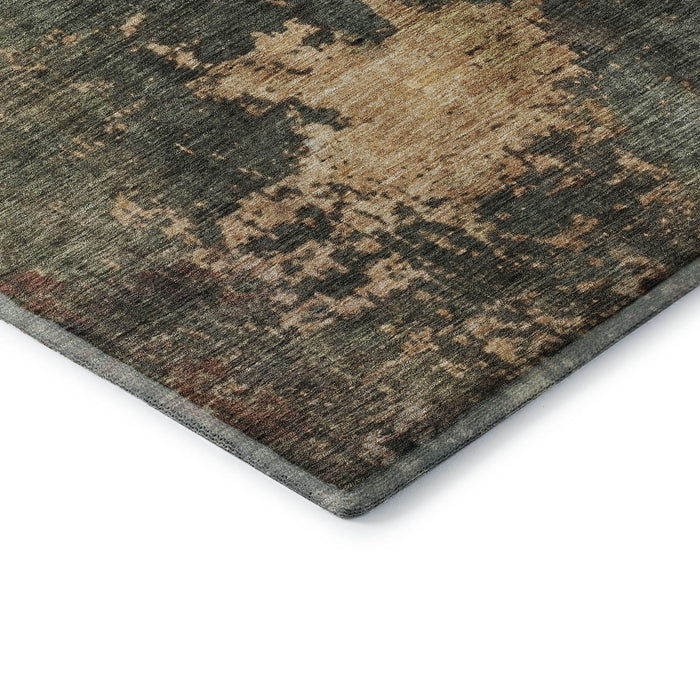 10' X 14' Abstract Washable Area Rug With UV Protection (688395) - Sage / Copper / Gold