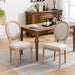 Set of 2 Giga French style solid wood frame antique dining chairs with fabric back and elegant design.