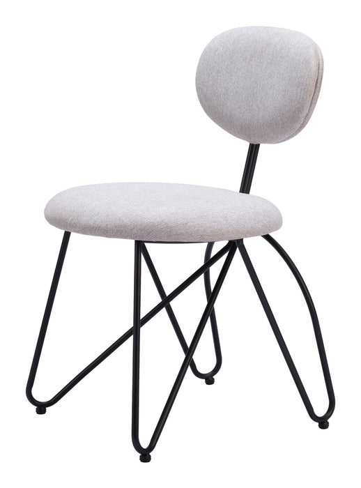 Upholstered Fabric Open Back Dining Side Chairs (Set of 2) - Gray / Black