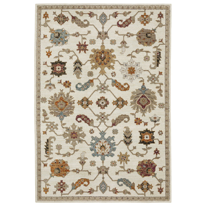 7' X 10' Oriental Area Rug (576269) - Ivory / Brown / Beige