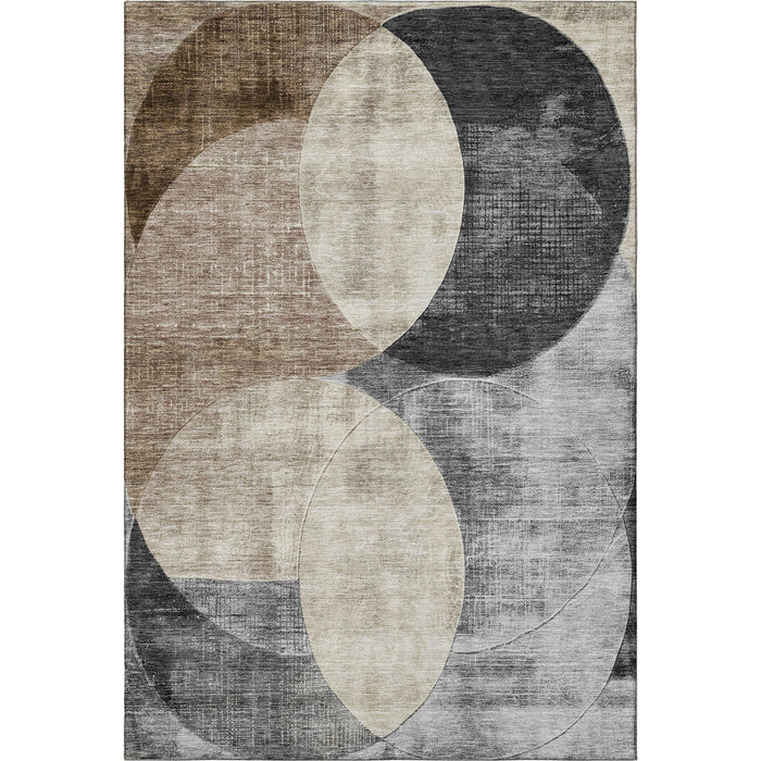 10' X 14' Geometric Washable Area Rug With UV Protection (686276) - Pewter / Brown / Beige