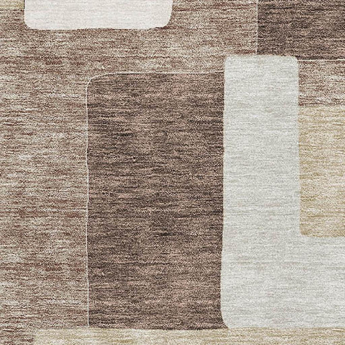 10' X 14' Geometric Washable Area Rug With UV Protection (675702) - Brown / Ivory / Beige