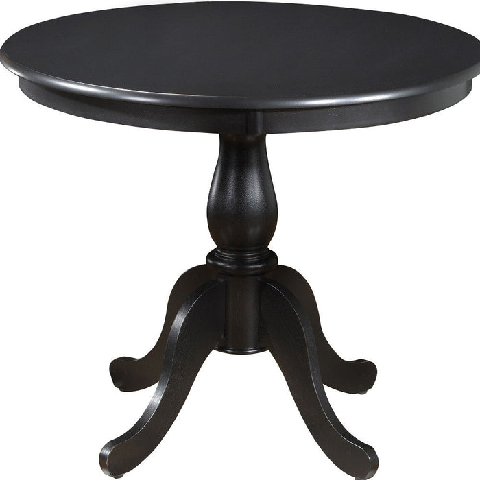 36" Rounded Solid Manufactured Wood And Solid Wood Pedestal Base Dining Table - Black