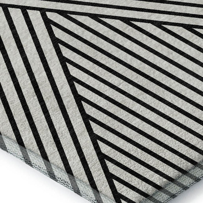10' X 14' Geometric Washable Area Rug With UV Protection (674688) - White / Black