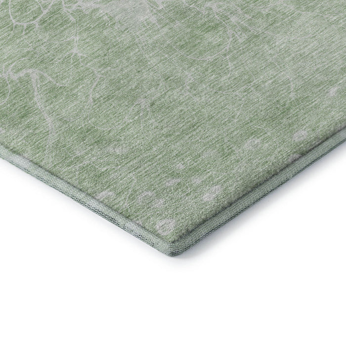 10' X 14' Abstract Washable Area Rug With UV Protection (654602) - Mint Green / Ivory