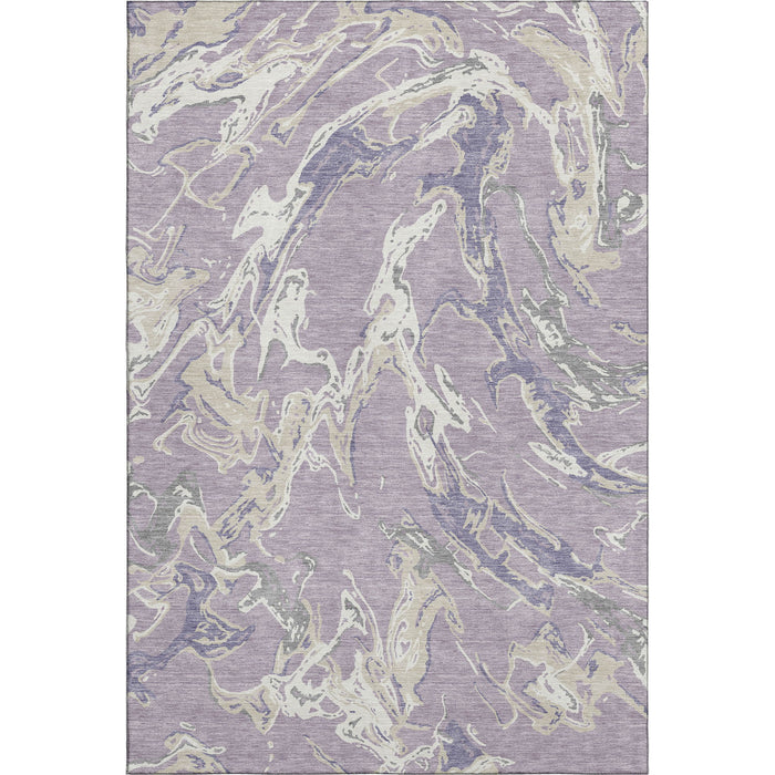 10' X 14' Abstract Washable Area Rug With UV Protection (681257) - Lavender / Ivory / Beige