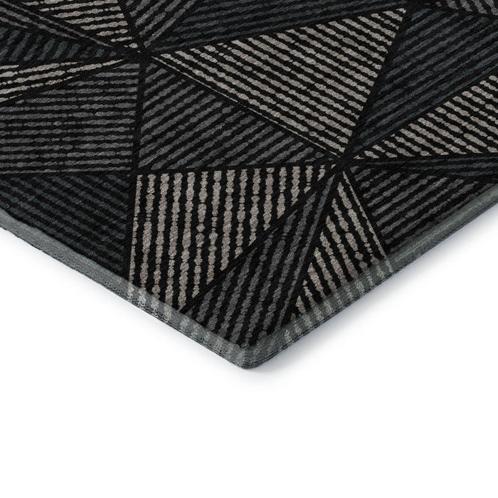 10' X 14' Geometric Washable Area Rug With UV Protection (651935) - Black / Ivory