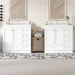 Giga shaker free-standing bathroom vanity cabinet with sink, soft-close drawers, and doors, in a modern bathroom setting
