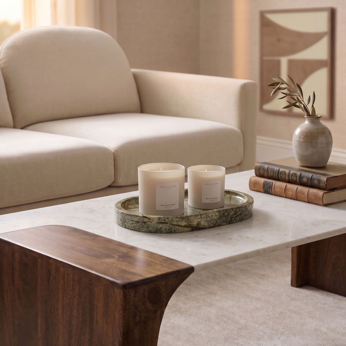 Marble tray by Meridian Furniture featuring a smooth, polished white marble surface with rounded edges.