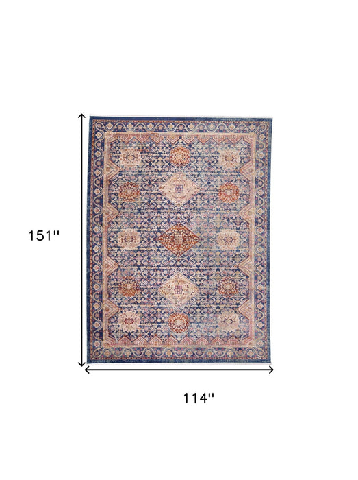 9' X 13' Oriental Power Loom Area Rug - Blue