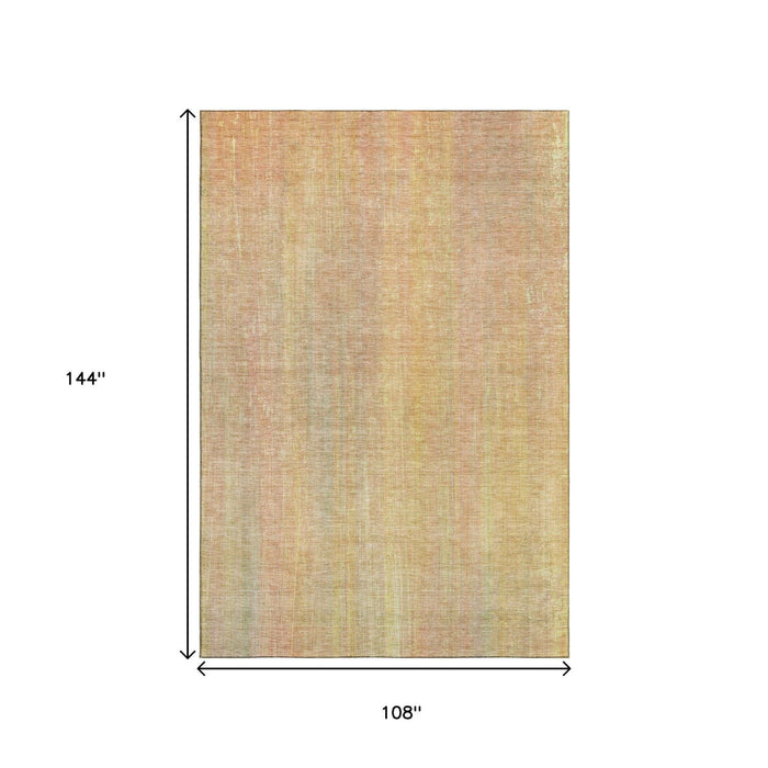 9' X 12' Striped Washable Area Rug With UV Protection (648729) - Blush / Gold