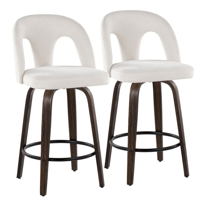 Ava - Upholstered Fixed-Height Barstool (Set of 2) - Walnut Glazed Wood Base